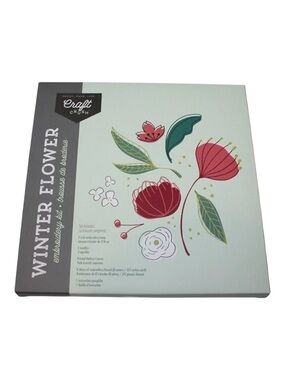 NEW Embroidery Kit by Craft Crush - Red, Green & White Floral Design
